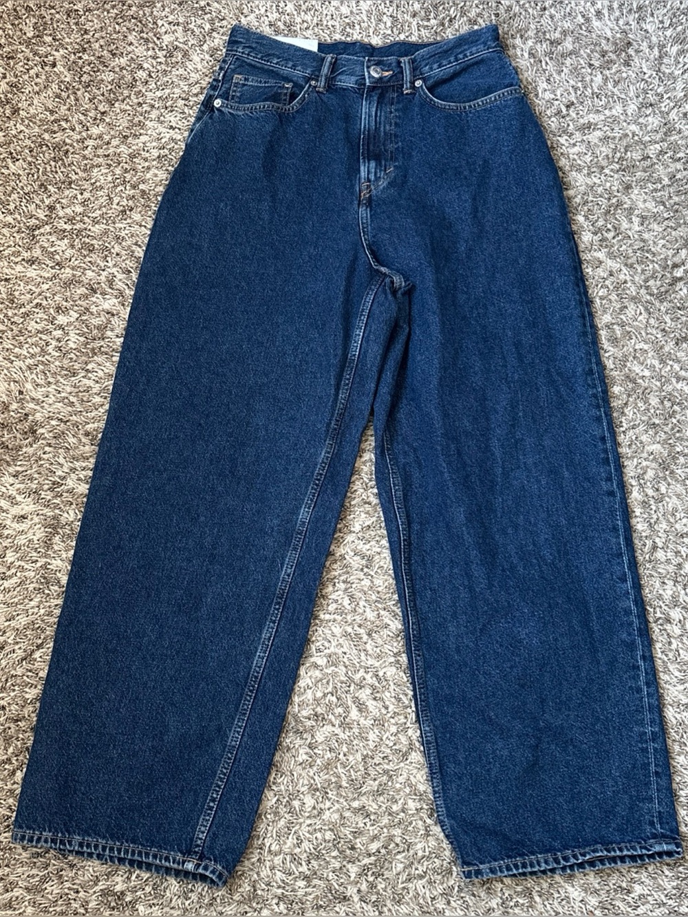 H&M Baggy Women’s Dark Wash Blue Denim Jeans, 28x32